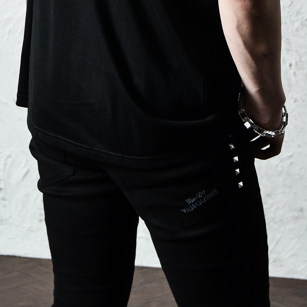 【ブラックバイヴァンキッシュ Black by VANQUISH】 スタッズスキニーパンツ Studs skinny Pants