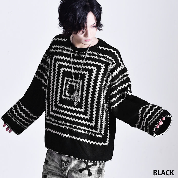 Geometric pattern knit