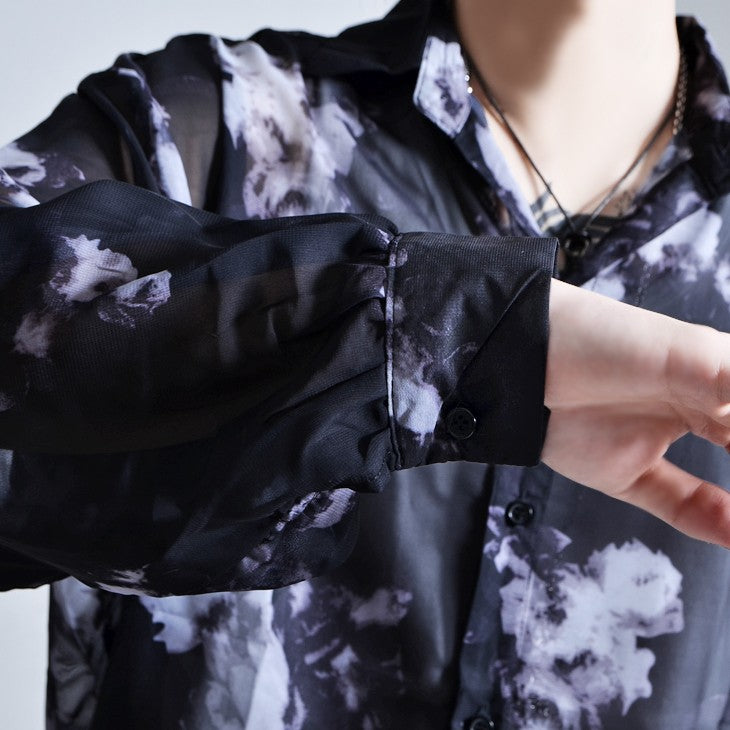 【Oz select】シースルー花柄シャツ See-through totalpattern shirt