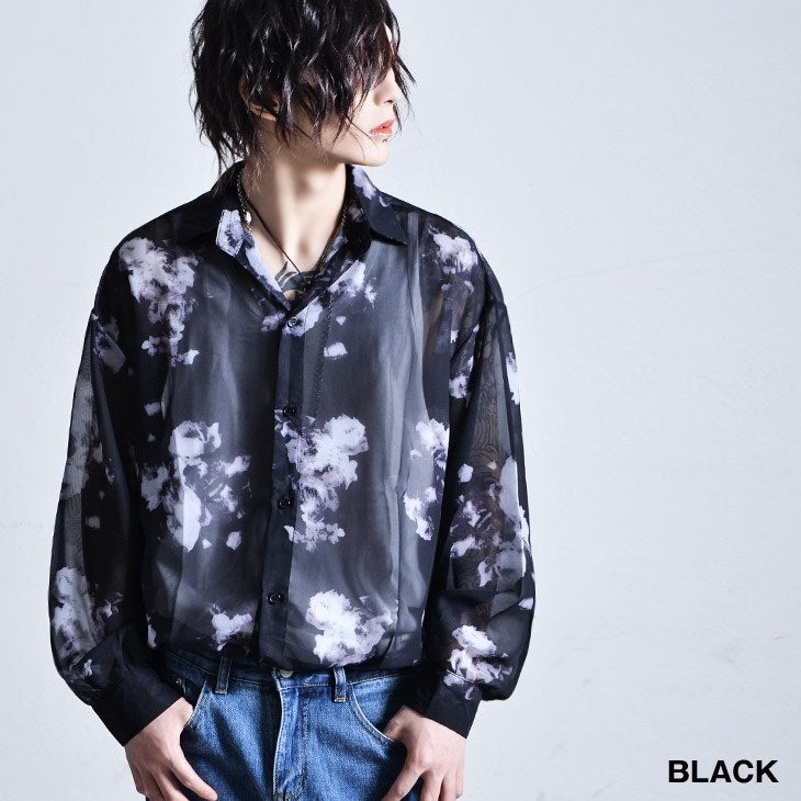 【Oz select】シースルー花柄シャツ See-through totalpattern shirt