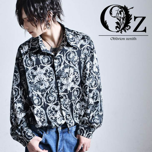 【Oz select】バロック柄オーバーサイズシャツ Baroquepattern classic shirt