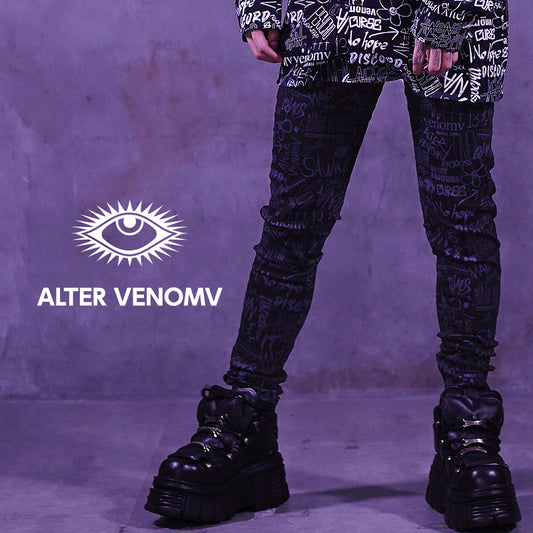 【オルターベノム ALTER VENOMV】総柄スキニーパンツ Graffiti PANTS