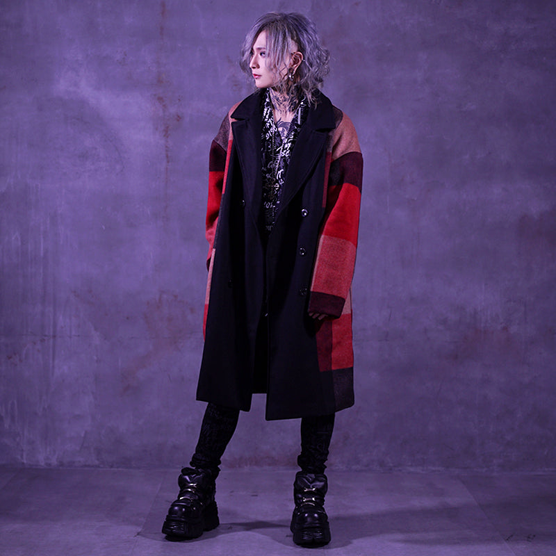 【オルターベノム ALTER VENOMV】 チェック切替ロングコート Turn Over COAT