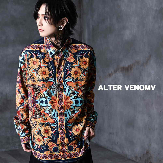 【オルターベノム ALTER VENOMV】総柄ドレスシャツ kaleidoscope Shirts