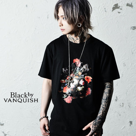 【ブラックバイヴァンキッシュ Black by VANQUISH】 フラワープリントカットソー Flower print TEE